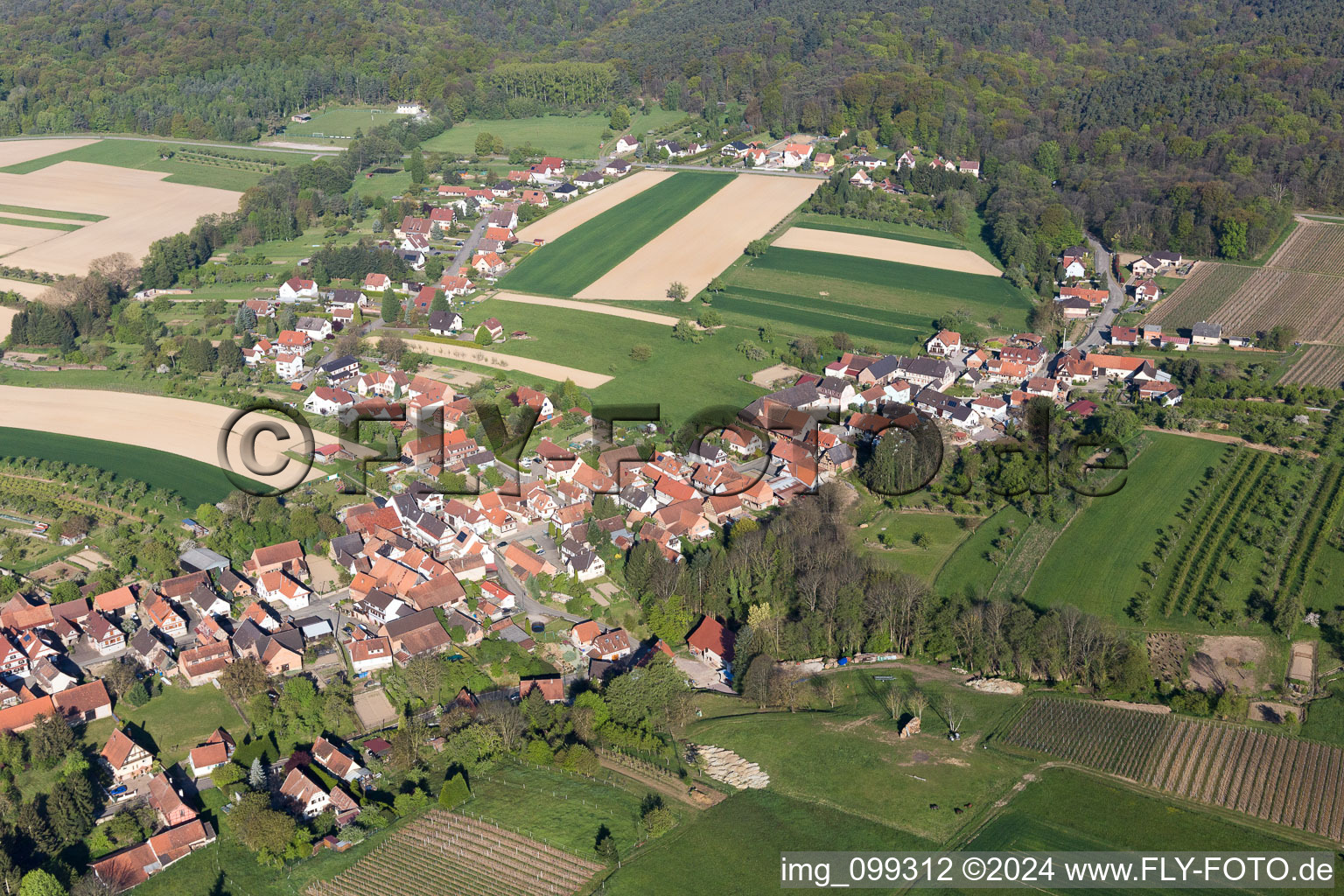 Vue aérienne de Cleebourg dans le département Bas Rhin, France