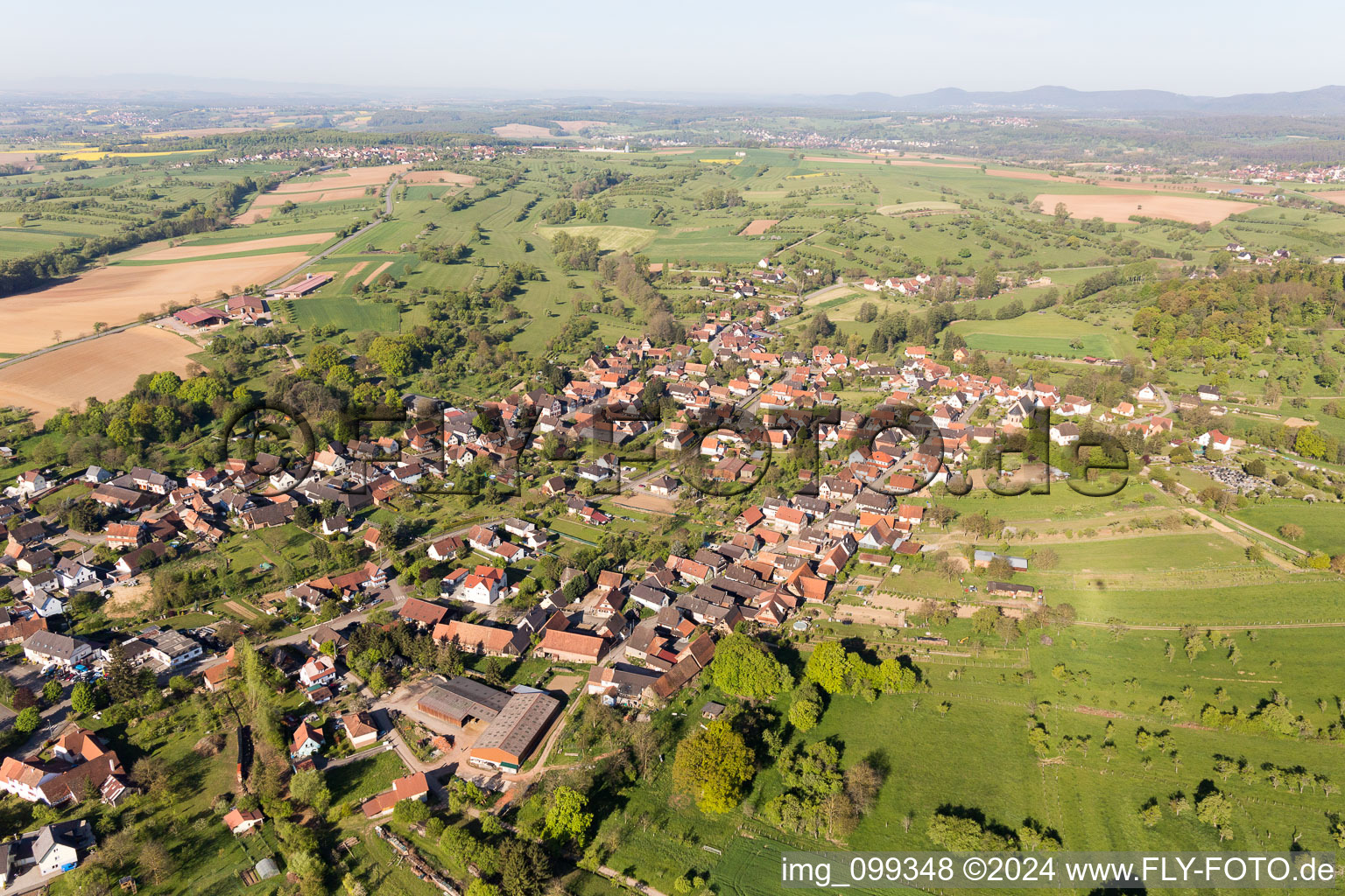 Preuschdorf dans le département Bas Rhin, France vue du ciel