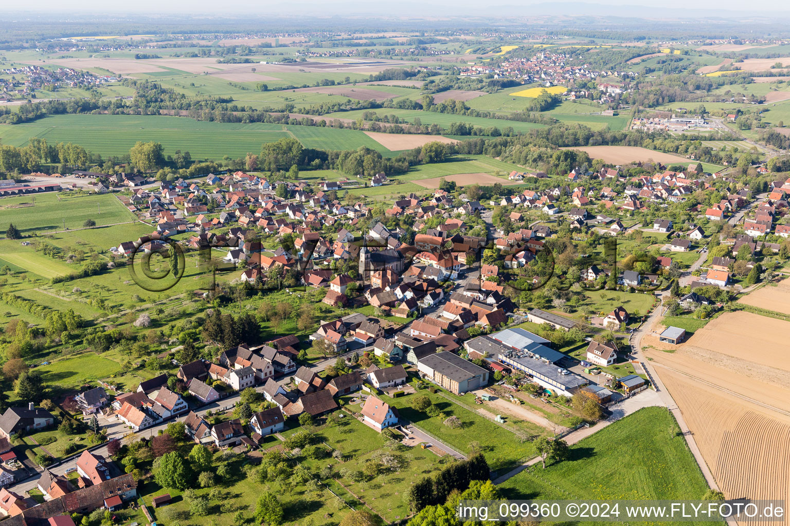 Photographie aérienne de Champs agricoles et surfaces utilisables à Gunstett dans le département Bas Rhin, France