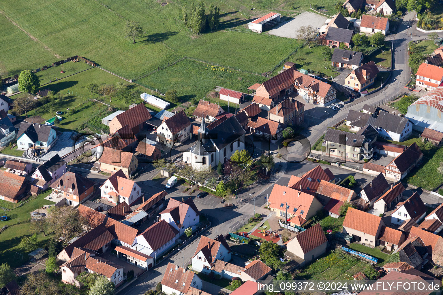 Vue aérienne de Hegeney dans le département Bas Rhin, France