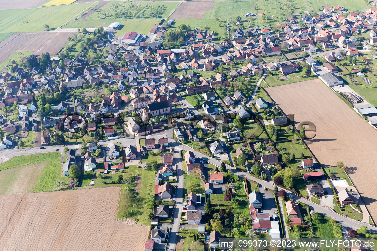 Eschbach dans le département Bas Rhin, France depuis l'avion