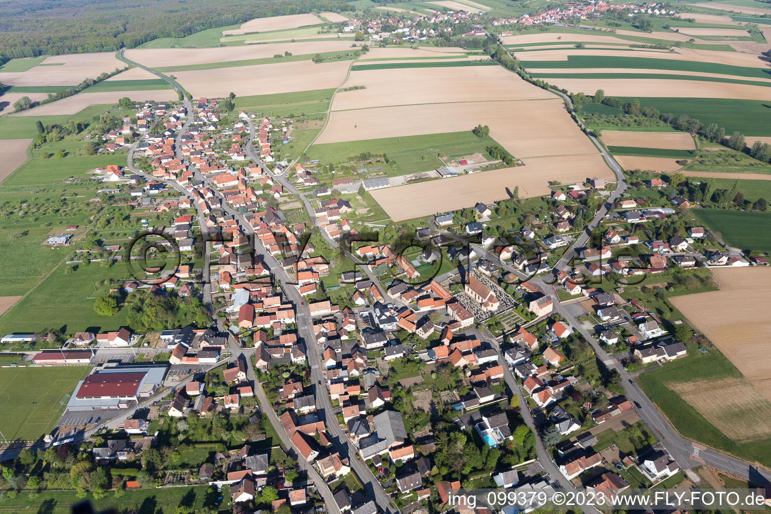 Eschbach dans le département Bas Rhin, France vu d'un drone