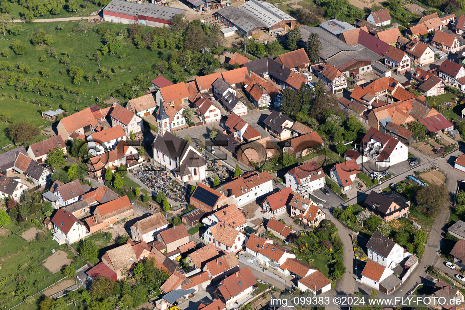 Vue oblique de Forstheim dans le département Bas Rhin, France