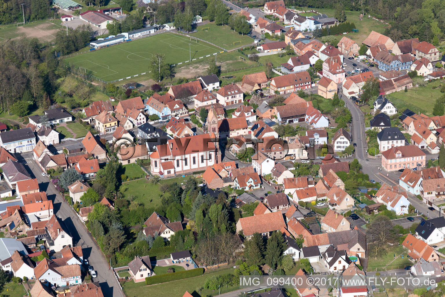 Vue oblique de Gundershoffen dans le département Bas Rhin, France