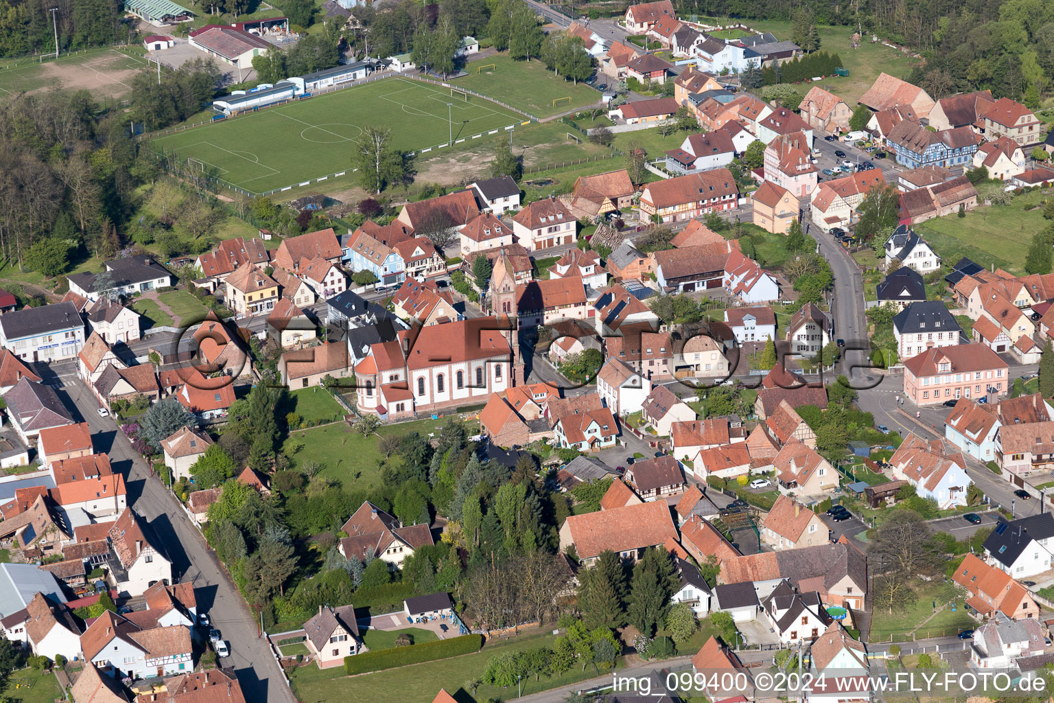 Vue oblique de Gundershoffen dans le département Bas Rhin, France