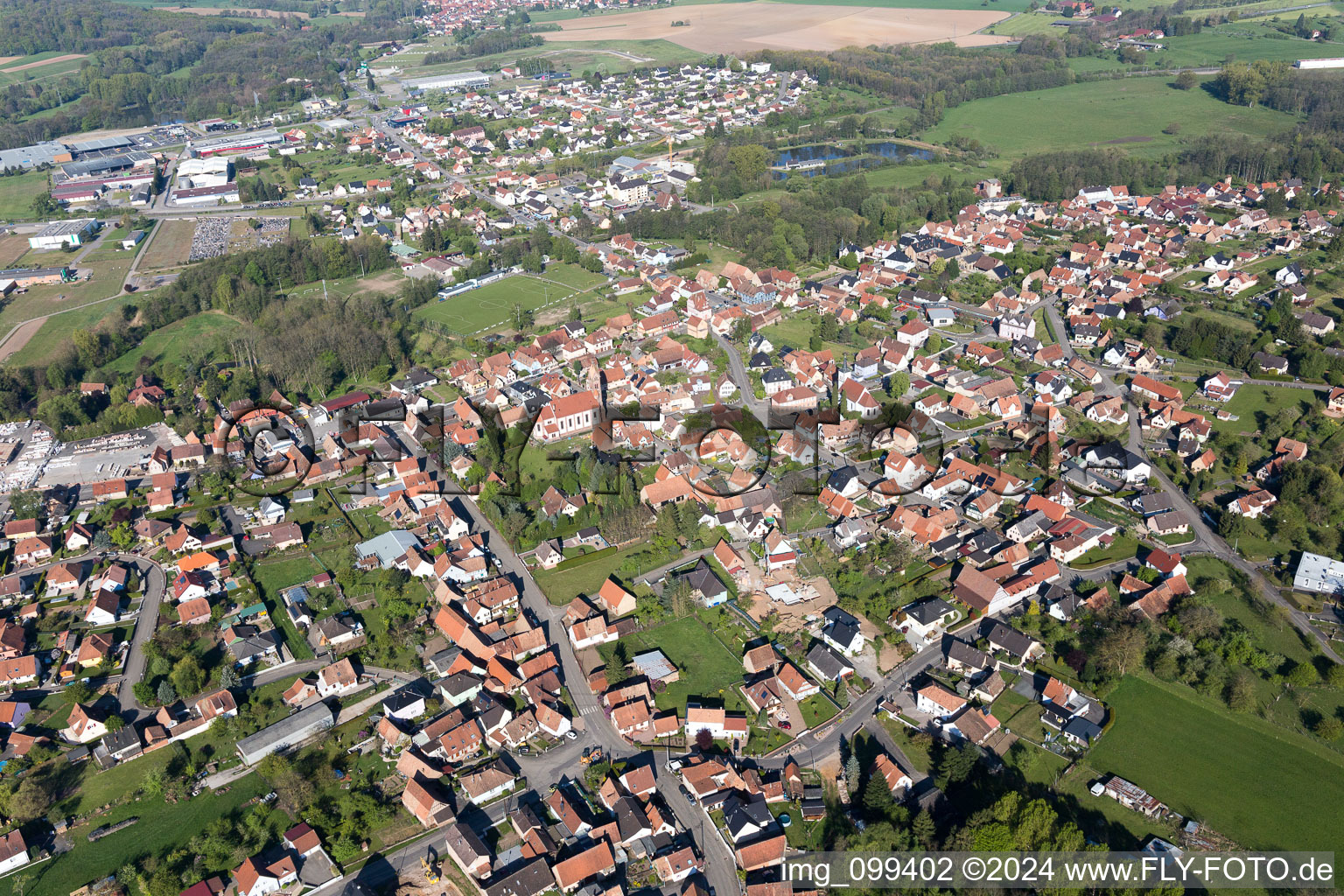 Gundershoffen dans le département Bas Rhin, France hors des airs