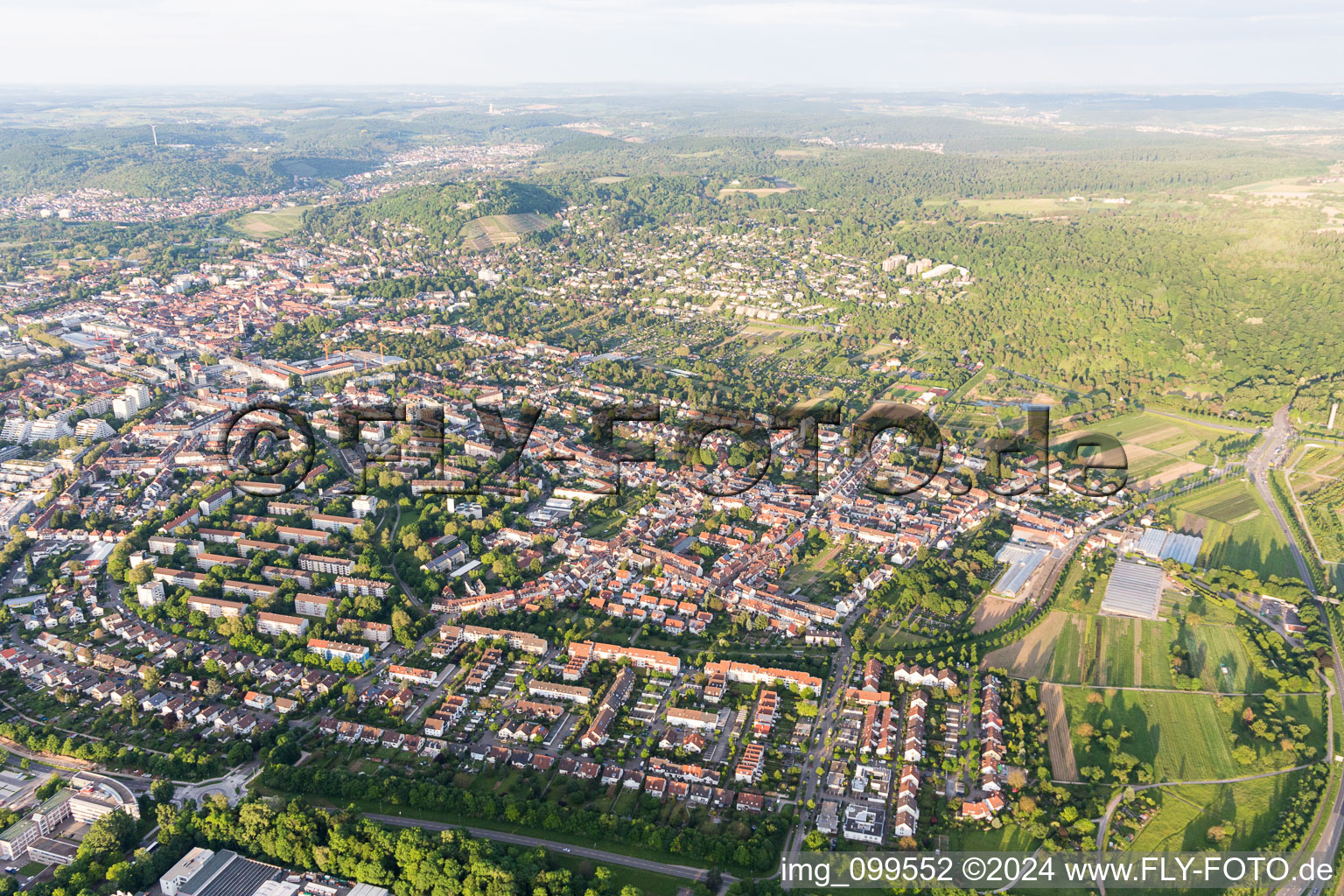 Quartier Durlach in Karlsruhe dans le département Bade-Wurtemberg, Allemagne vue d'en haut