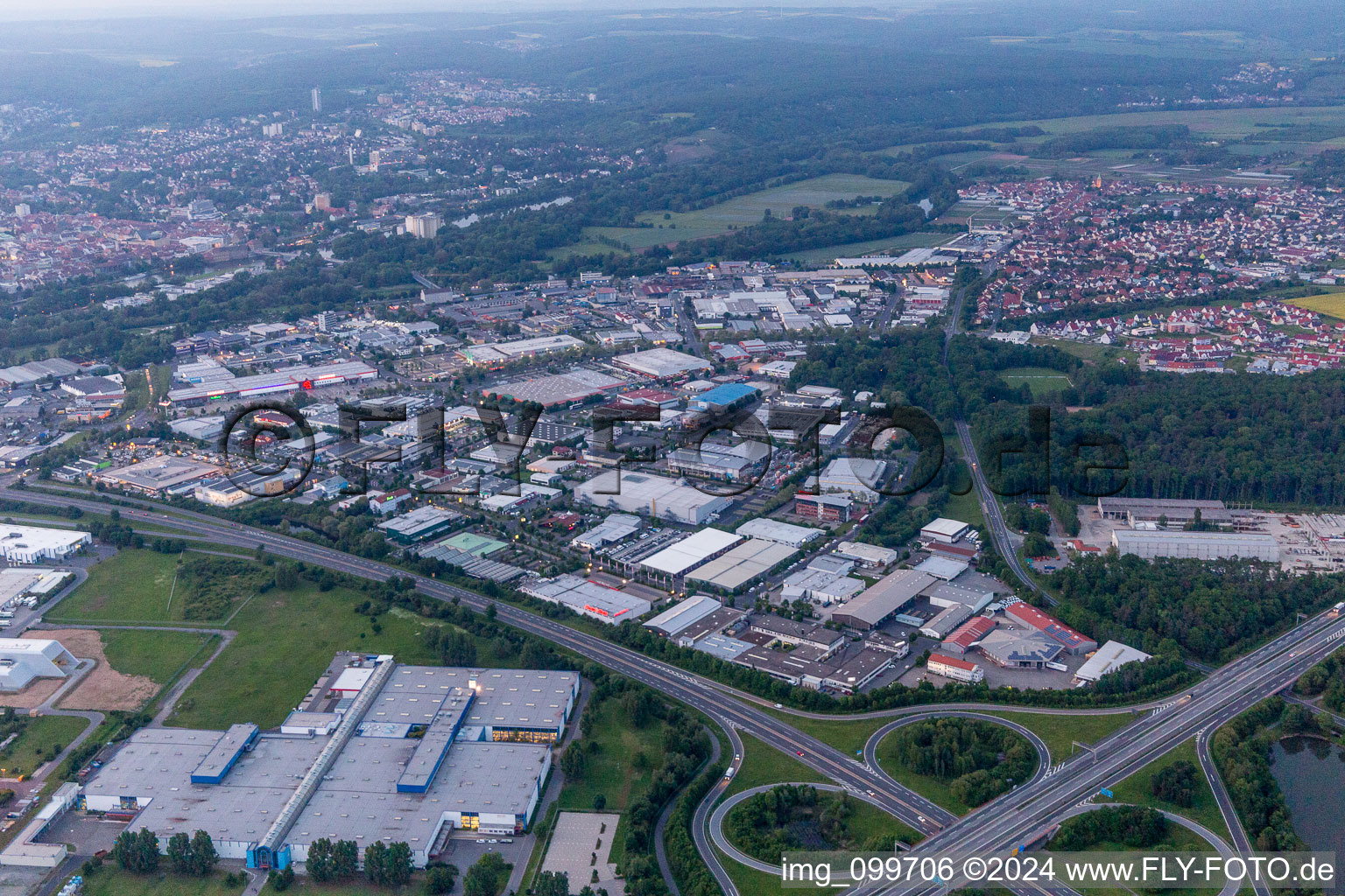 Vue oblique de Schweinfurt dans le département Bavière, Allemagne