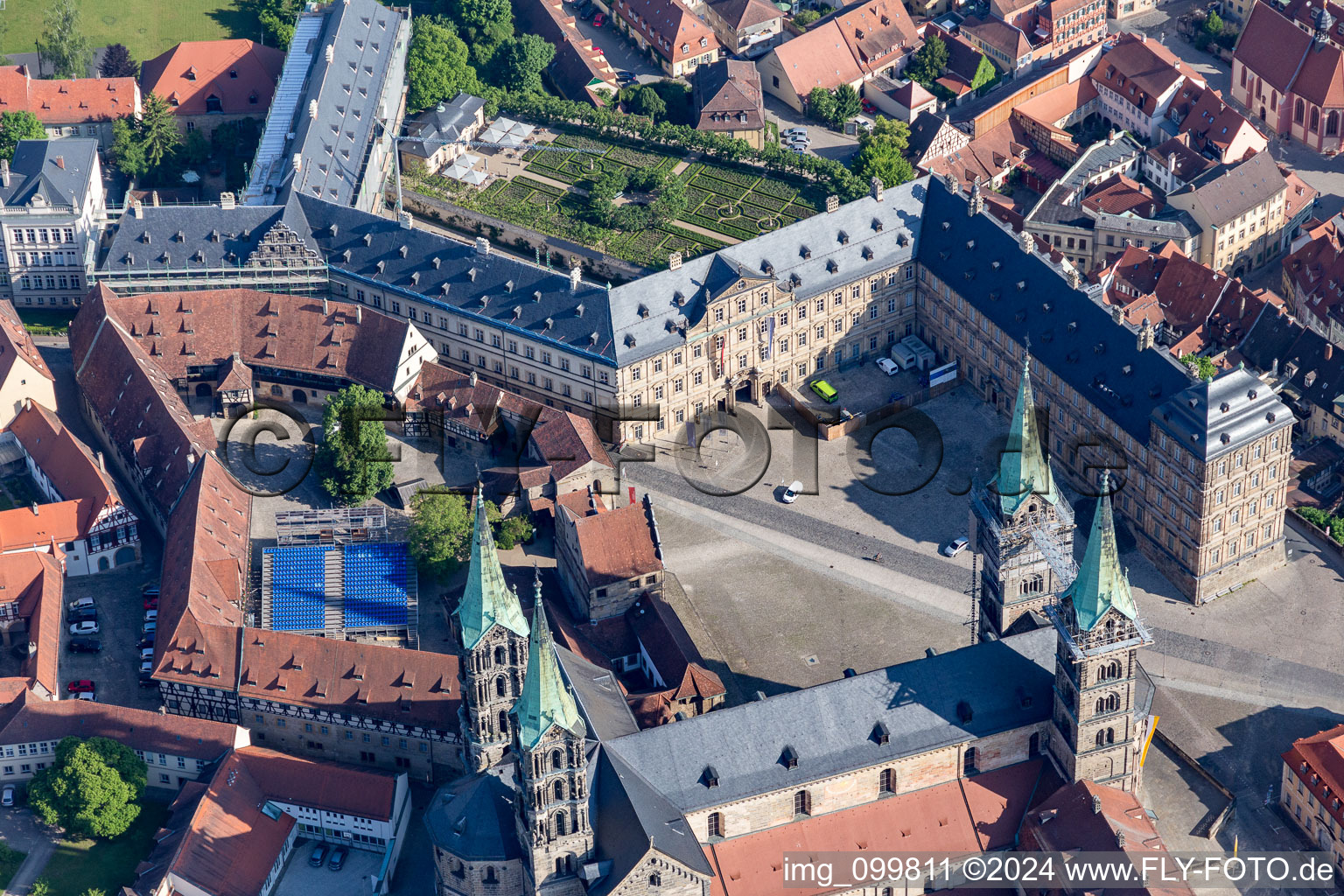 Vue aérienne de Place de la cathédrale de Bamberg à Bamberg dans le département Bavière, Allemagne