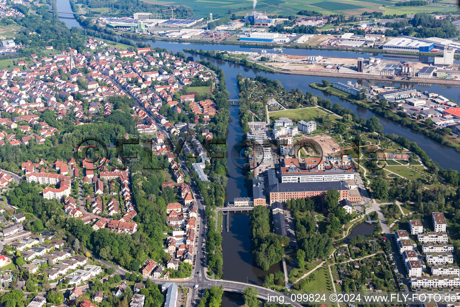 Vue aérienne de Île d'Erba à Bamberg dans le département Bavière, Allemagne