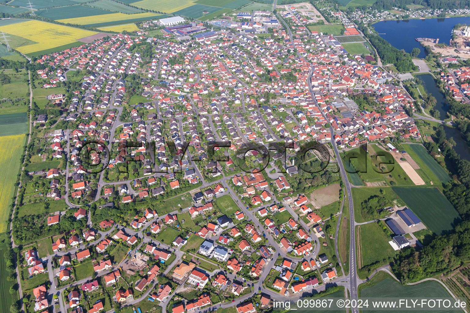 Vue oblique de Zones riveraines du Main à Sand am Main dans le département Bavière, Allemagne