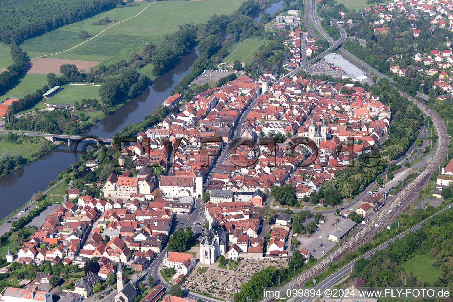 Enregistrement par drone de Haßfurt dans le département Bavière, Allemagne