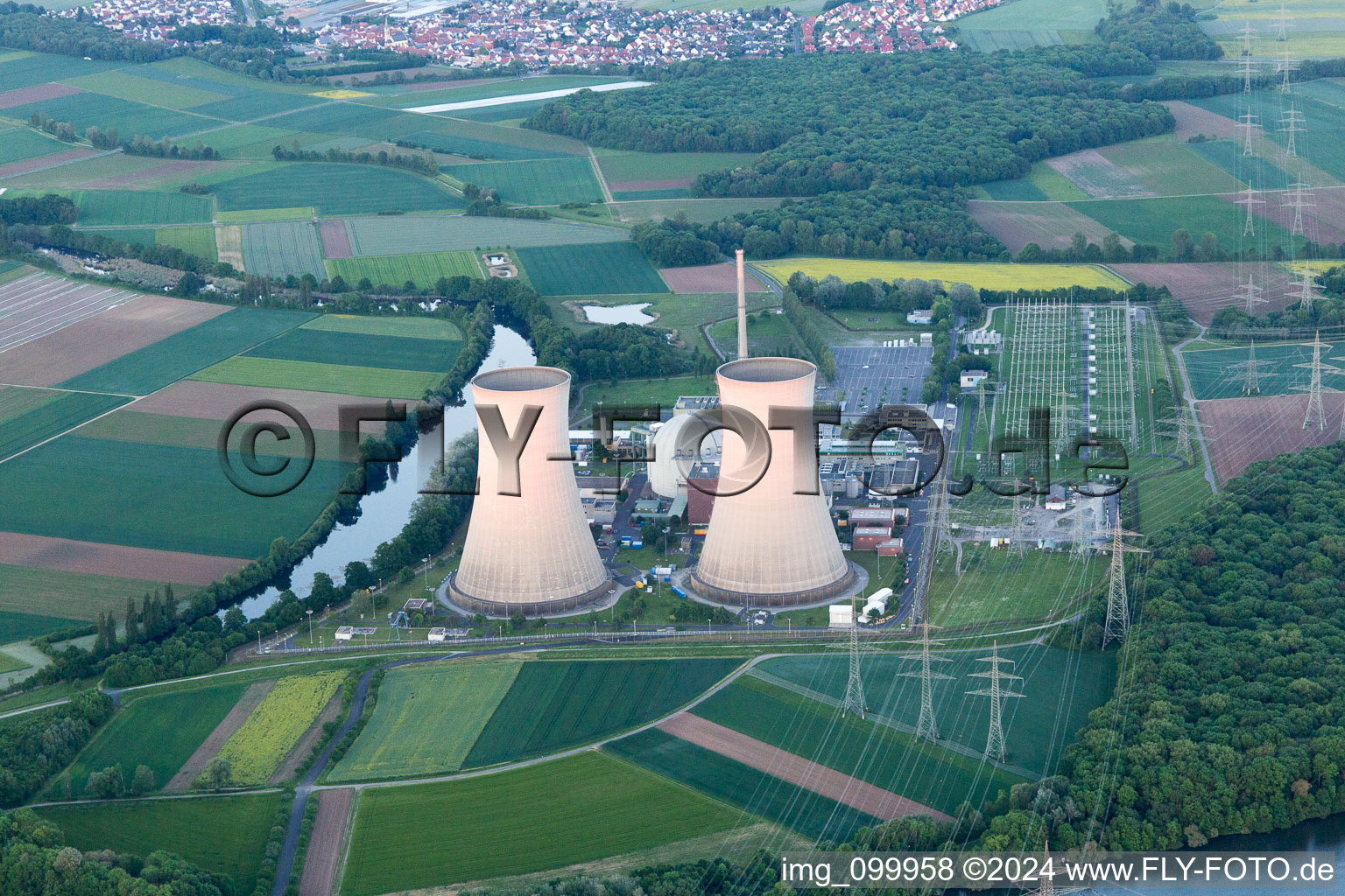 KKG à Grafenrheinfeld dans le département Bavière, Allemagne vue d'en haut