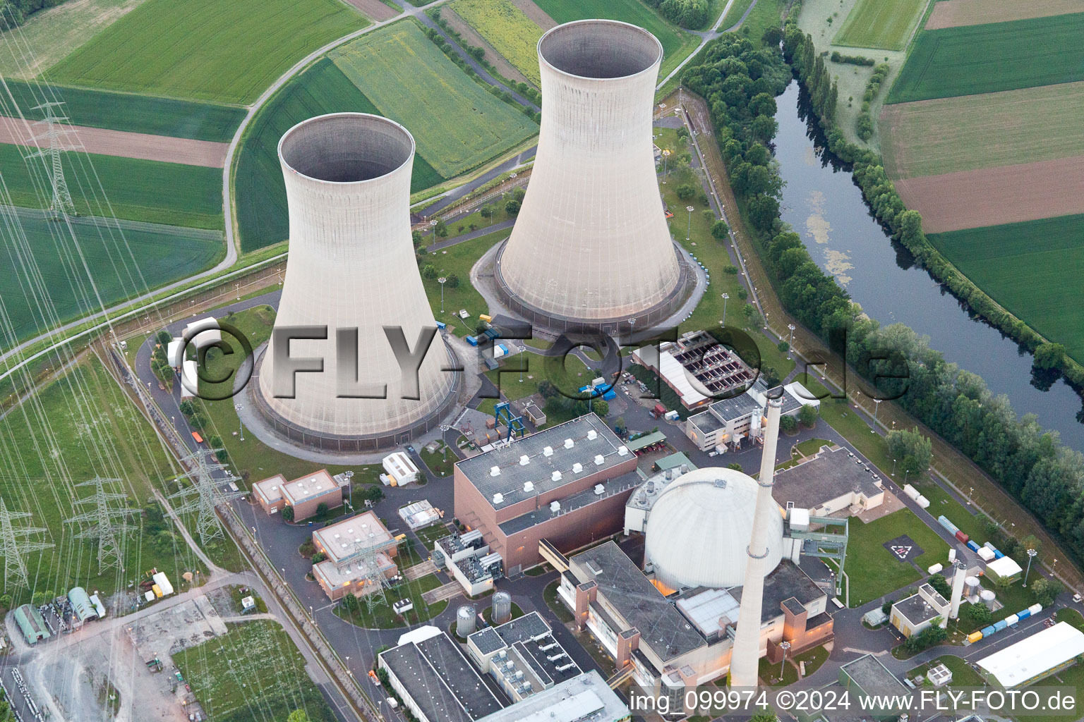 KKG à Grafenrheinfeld dans le département Bavière, Allemagne vue d'en haut