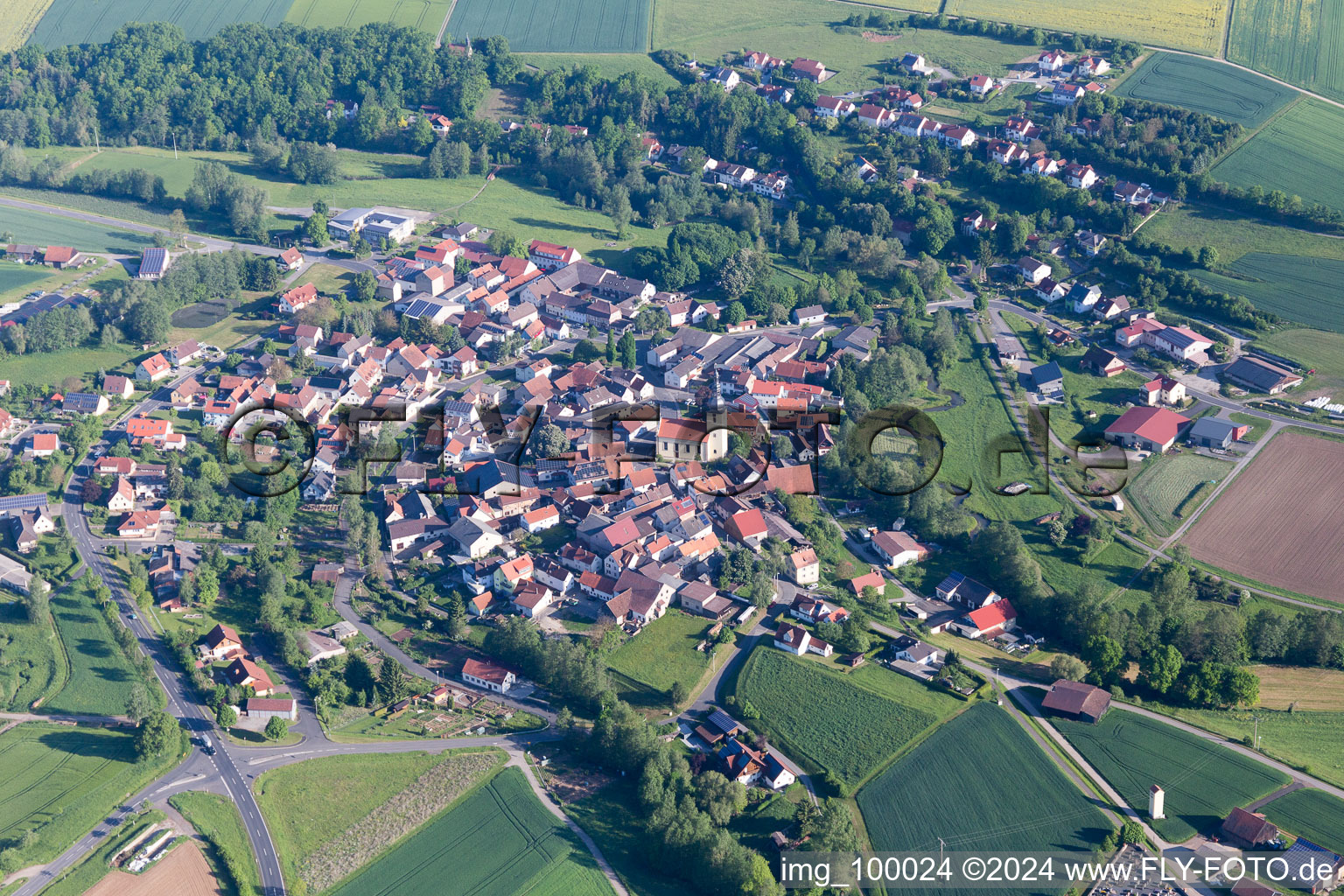 Vue oblique de Quartier Kleineibstadt in Großeibstadt dans le département Bavière, Allemagne