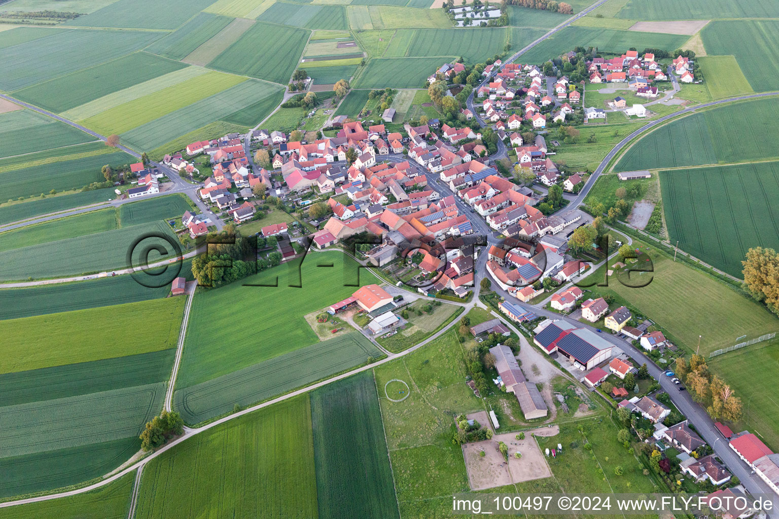 Vue aérienne de Dürrfeld dans le département Bavière, Allemagne