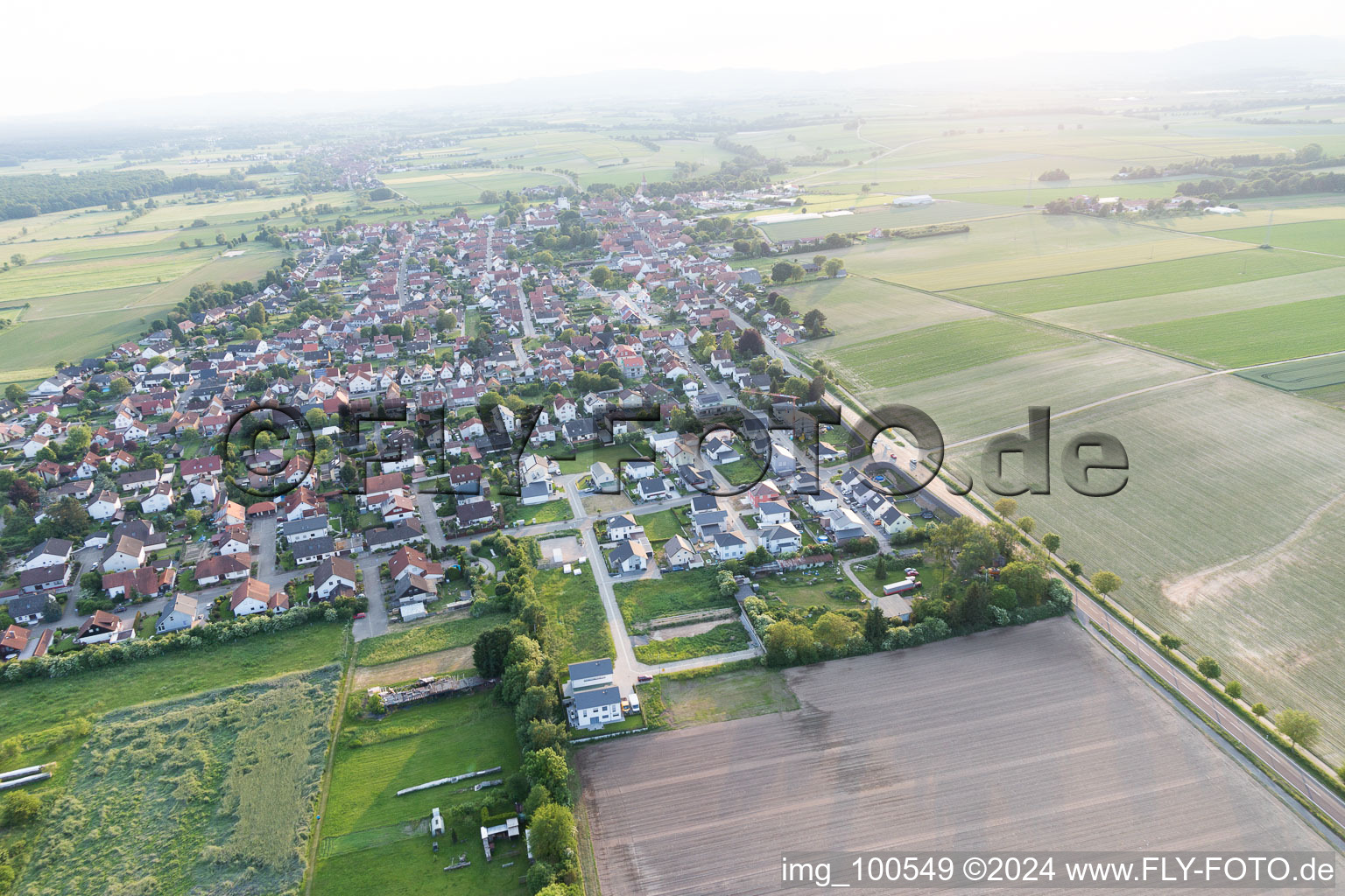 Vue aérienne de Minfeld dans le département Rhénanie-Palatinat, Allemagne