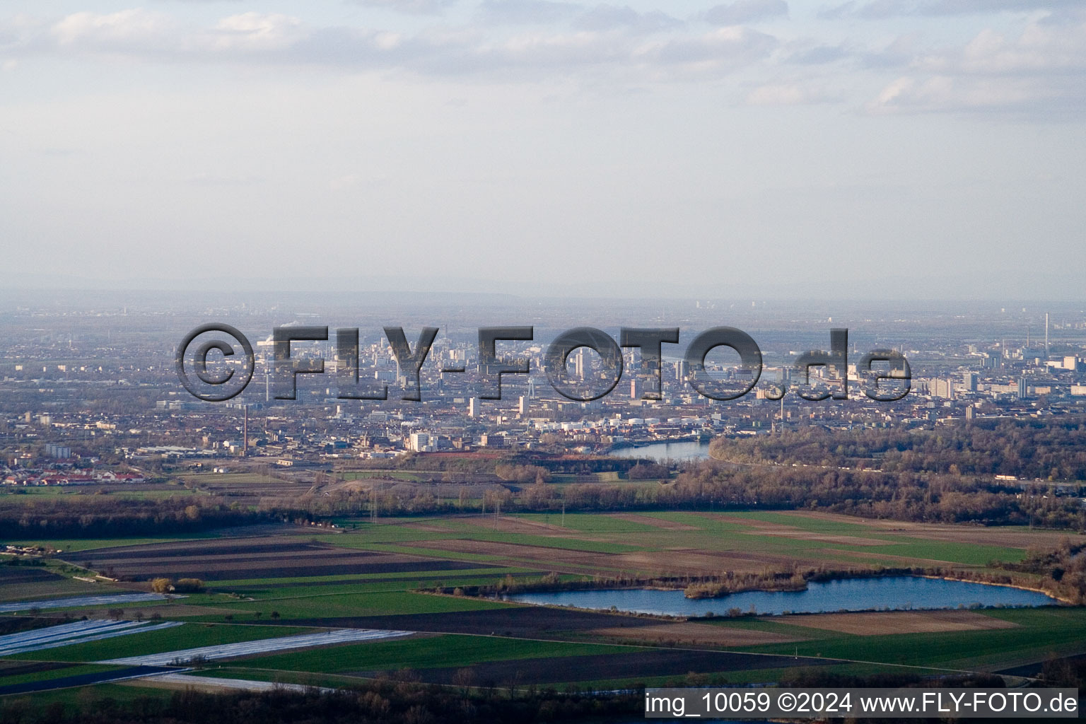 Vue aérienne de Ludwigshafen depuis le sud à le quartier Rheingönheim in Ludwigshafen am Rhein dans le département Rhénanie-Palatinat, Allemagne