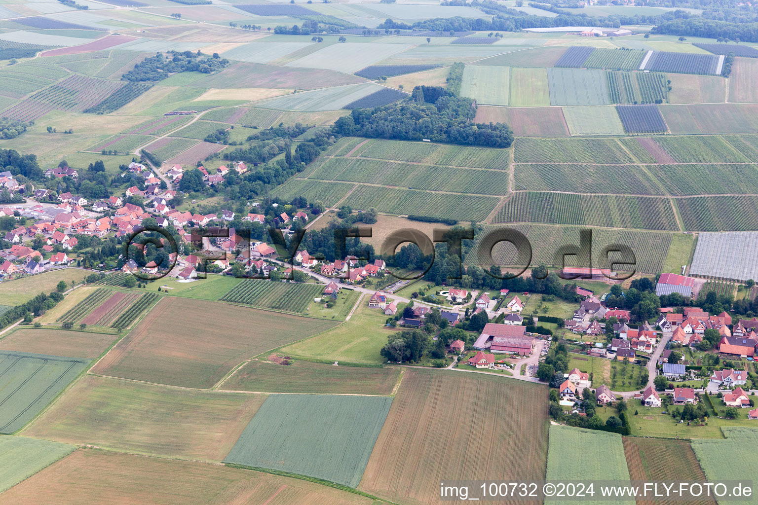 Steinseltz dans le département Bas Rhin, France depuis l'avion