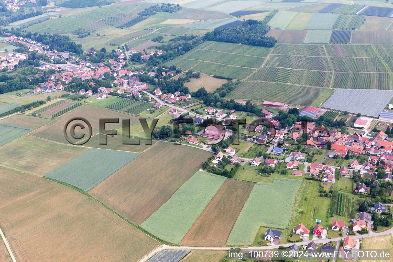 Steinseltz dans le département Bas Rhin, France vu d'un drone