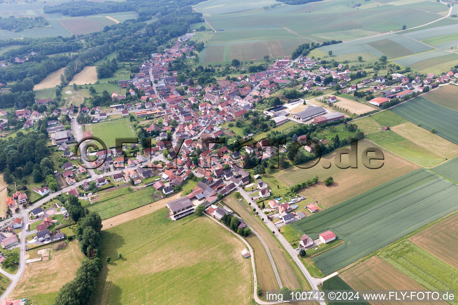 Riedseltz dans le département Bas Rhin, France vue d'en haut