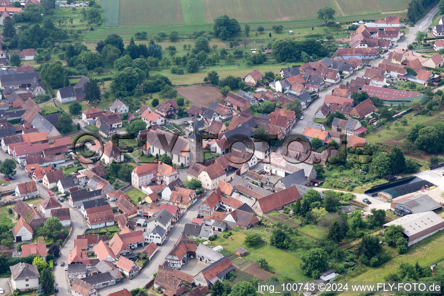 Riedseltz dans le département Bas Rhin, France depuis l'avion