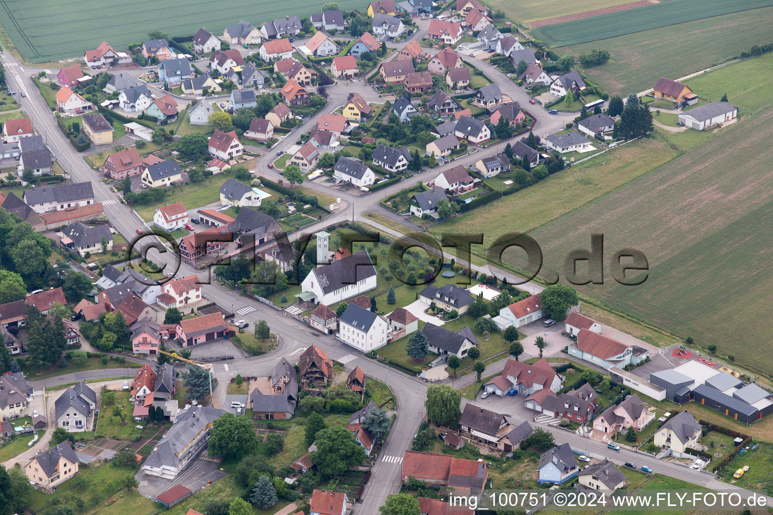 Vue oblique de Scheibenhard dans le département Bas Rhin, France