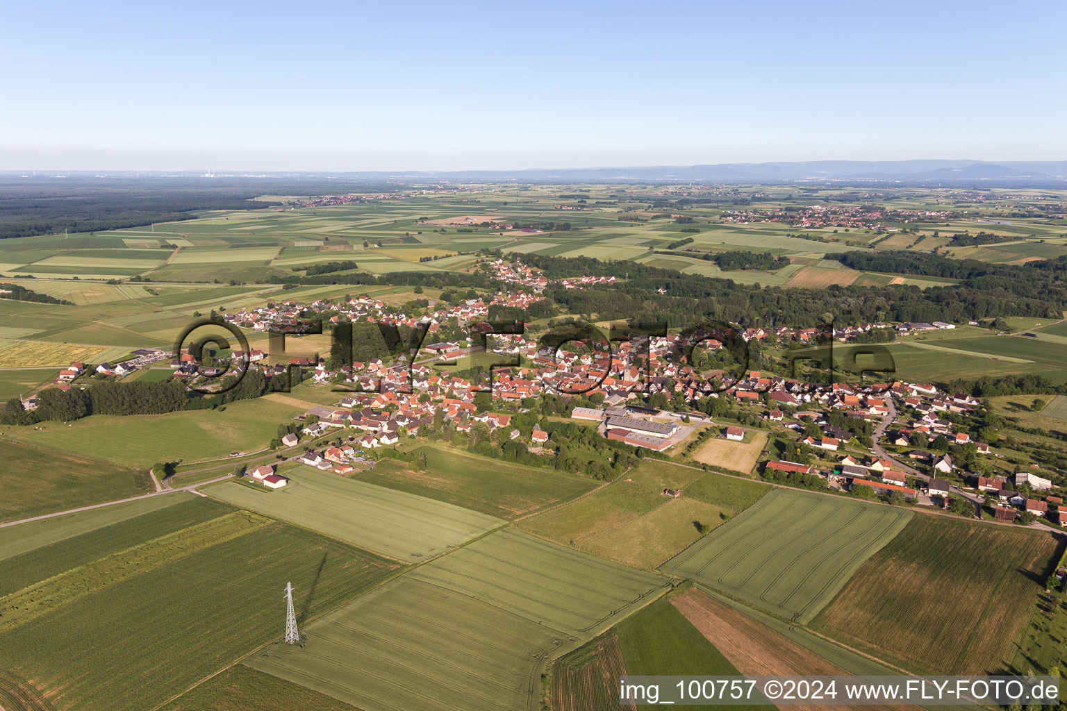 Photographie aérienne de Champs agricoles et surfaces utilisables à Riedseltz dans le département Bas Rhin, France