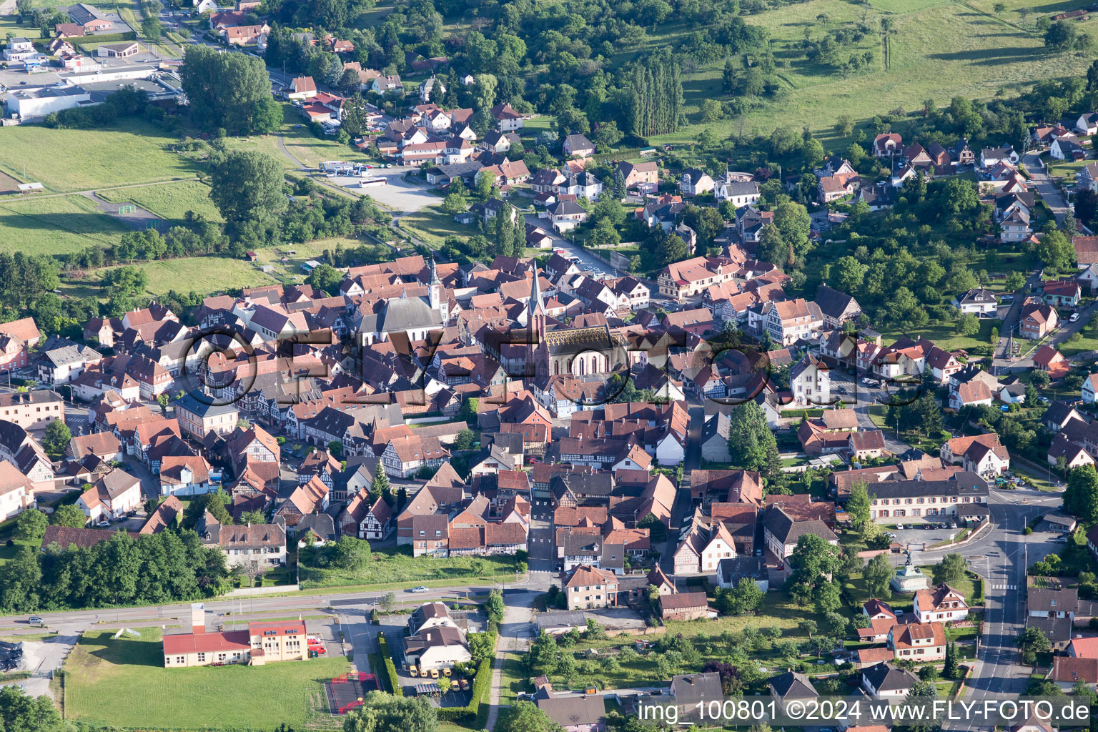 Vue oblique de Wœrth dans le département Bas Rhin, France