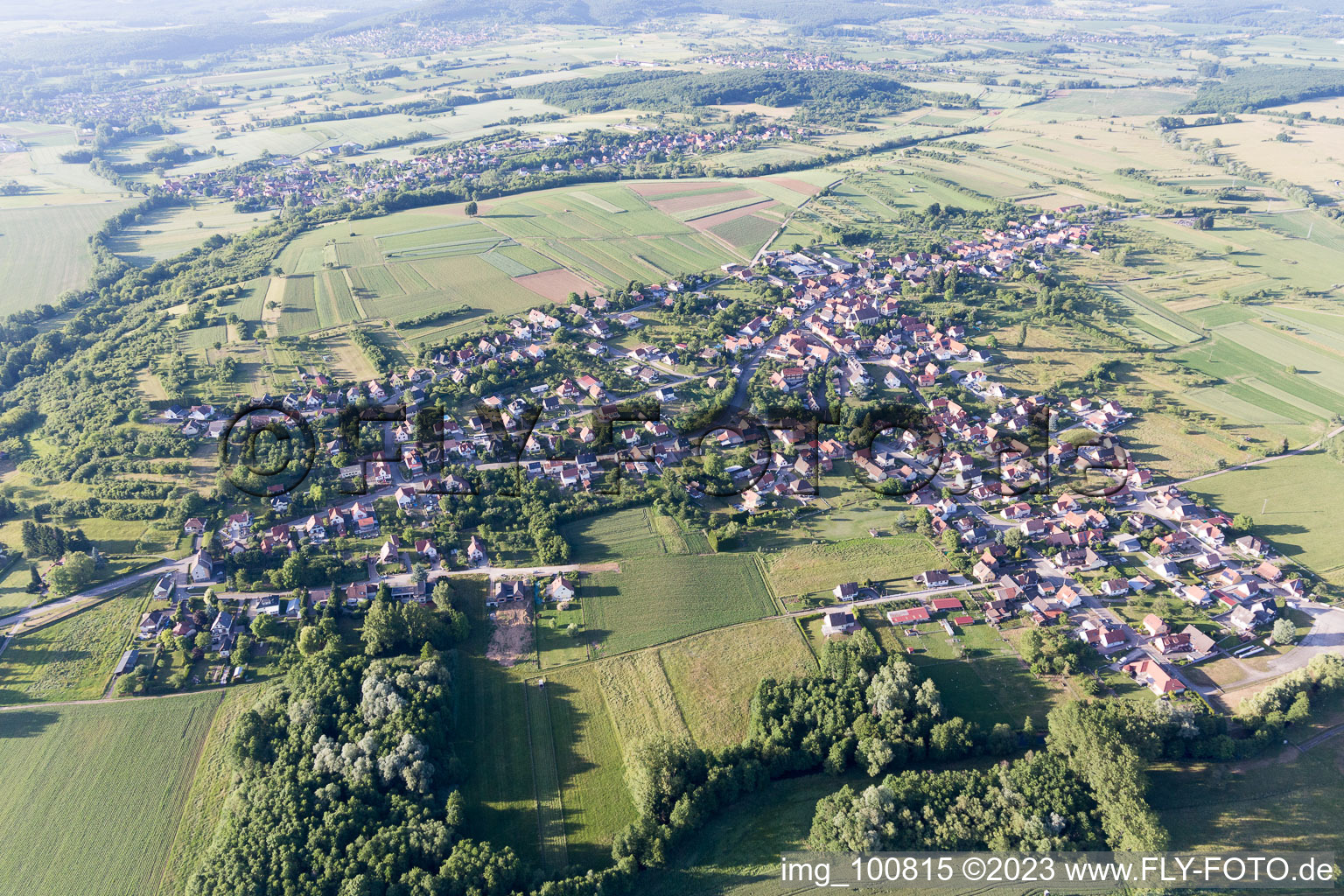 Photographie aérienne de Gunstett dans le département Bas Rhin, France
