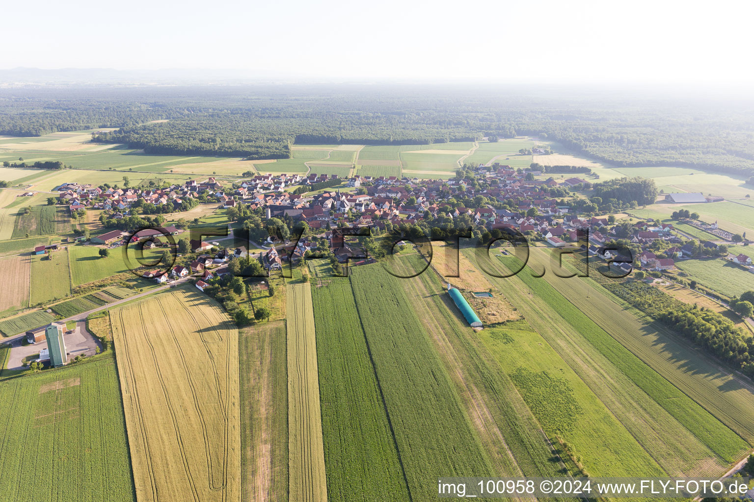 Vue d'oiseau de Salmbach dans le département Bas Rhin, France