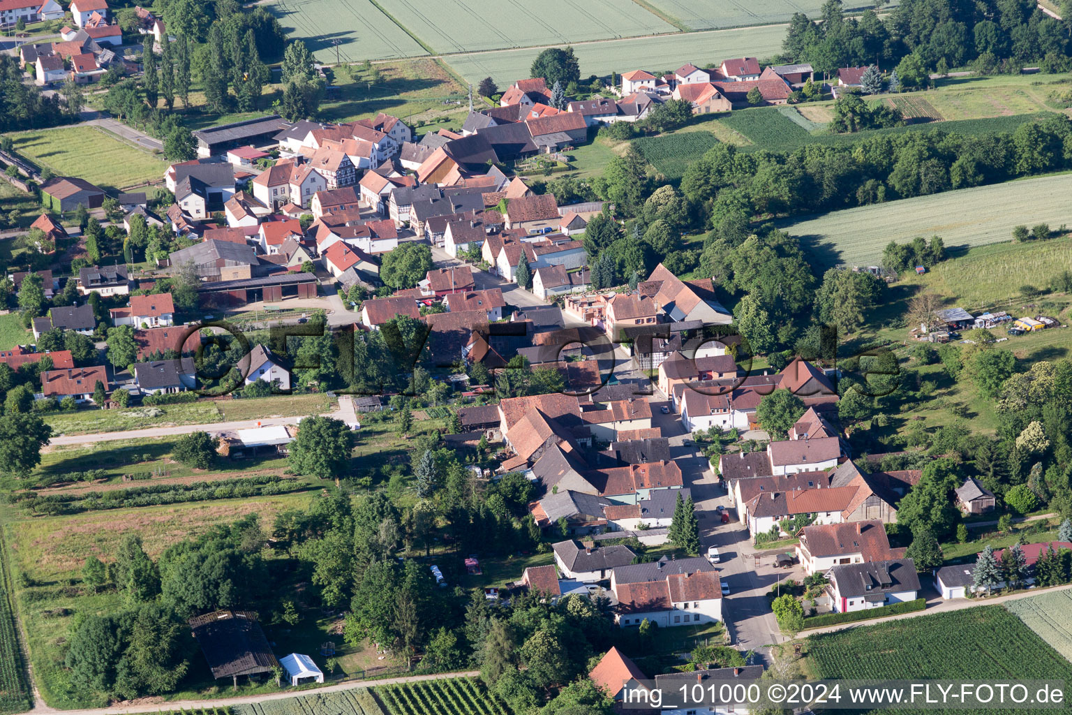 Vue oblique de Niederotterbach dans le département Rhénanie-Palatinat, Allemagne