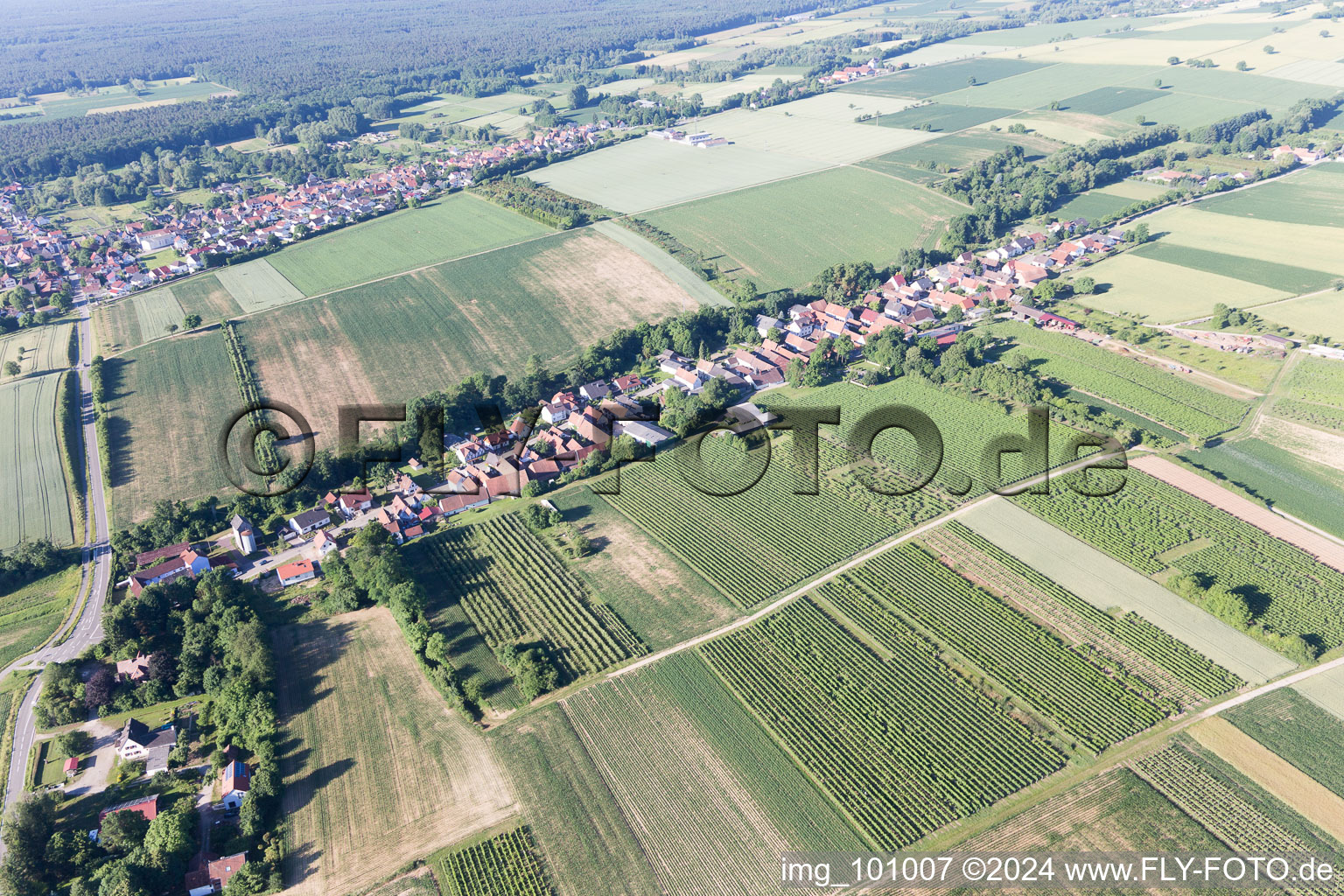 Vue d'oiseau de Vollmersweiler dans le département Rhénanie-Palatinat, Allemagne