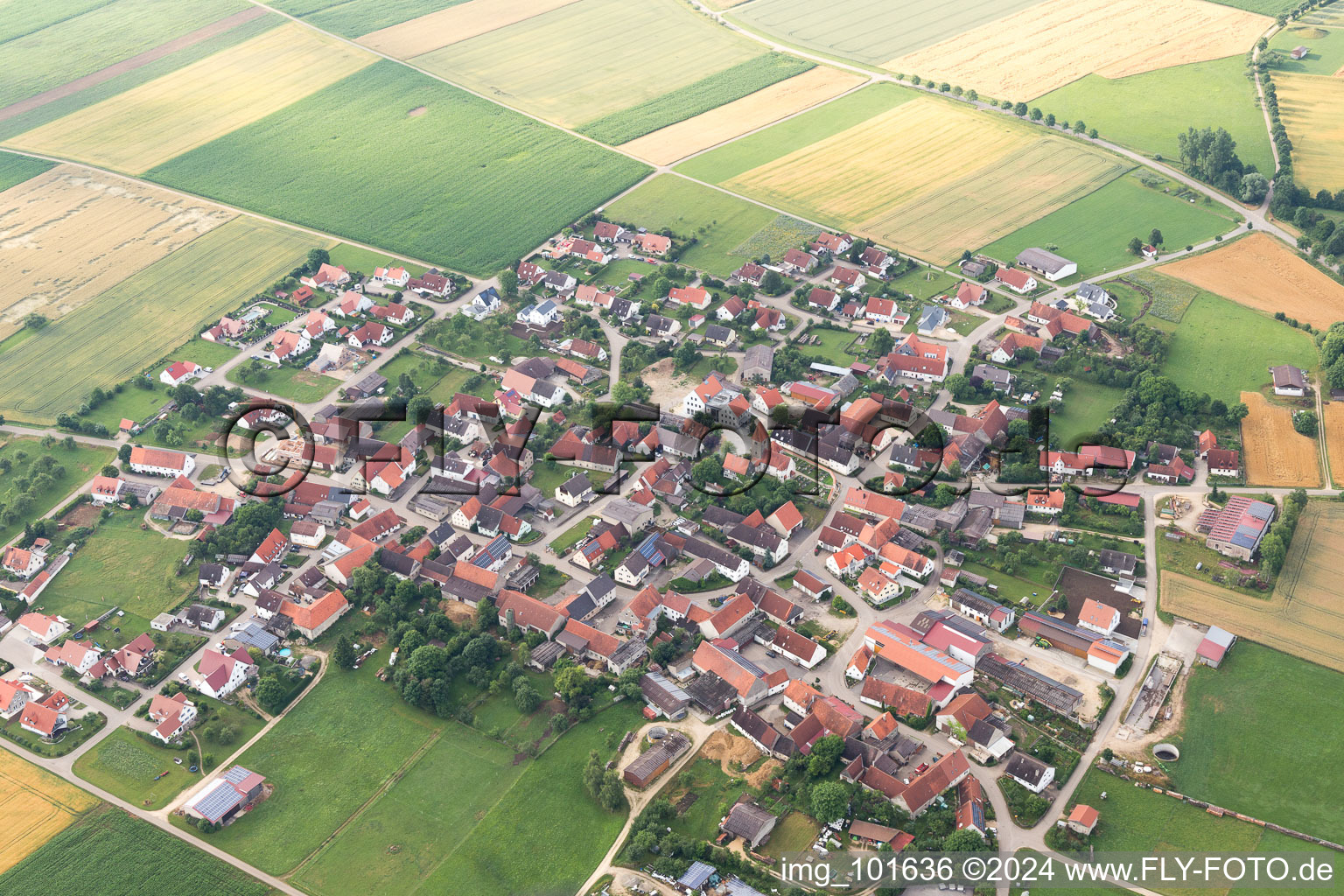 Vue oblique de Forheim dans le département Bavière, Allemagne