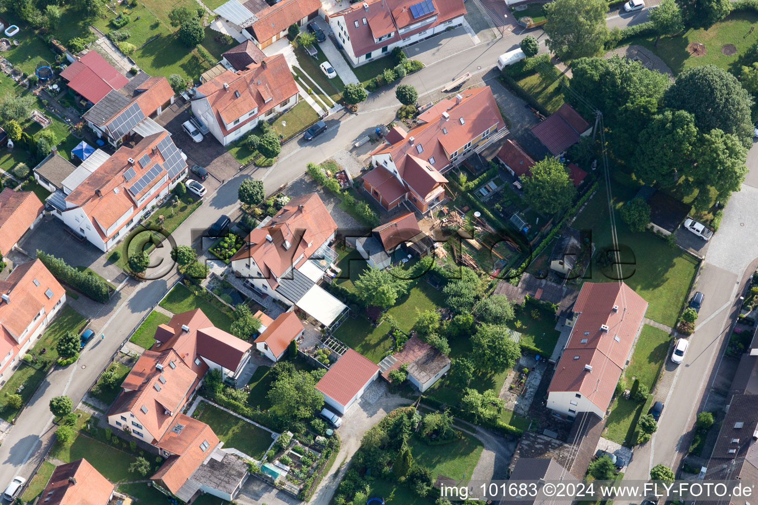 Vue aérienne de Quartier Riedlingen in Donauwörth dans le département Bavière, Allemagne