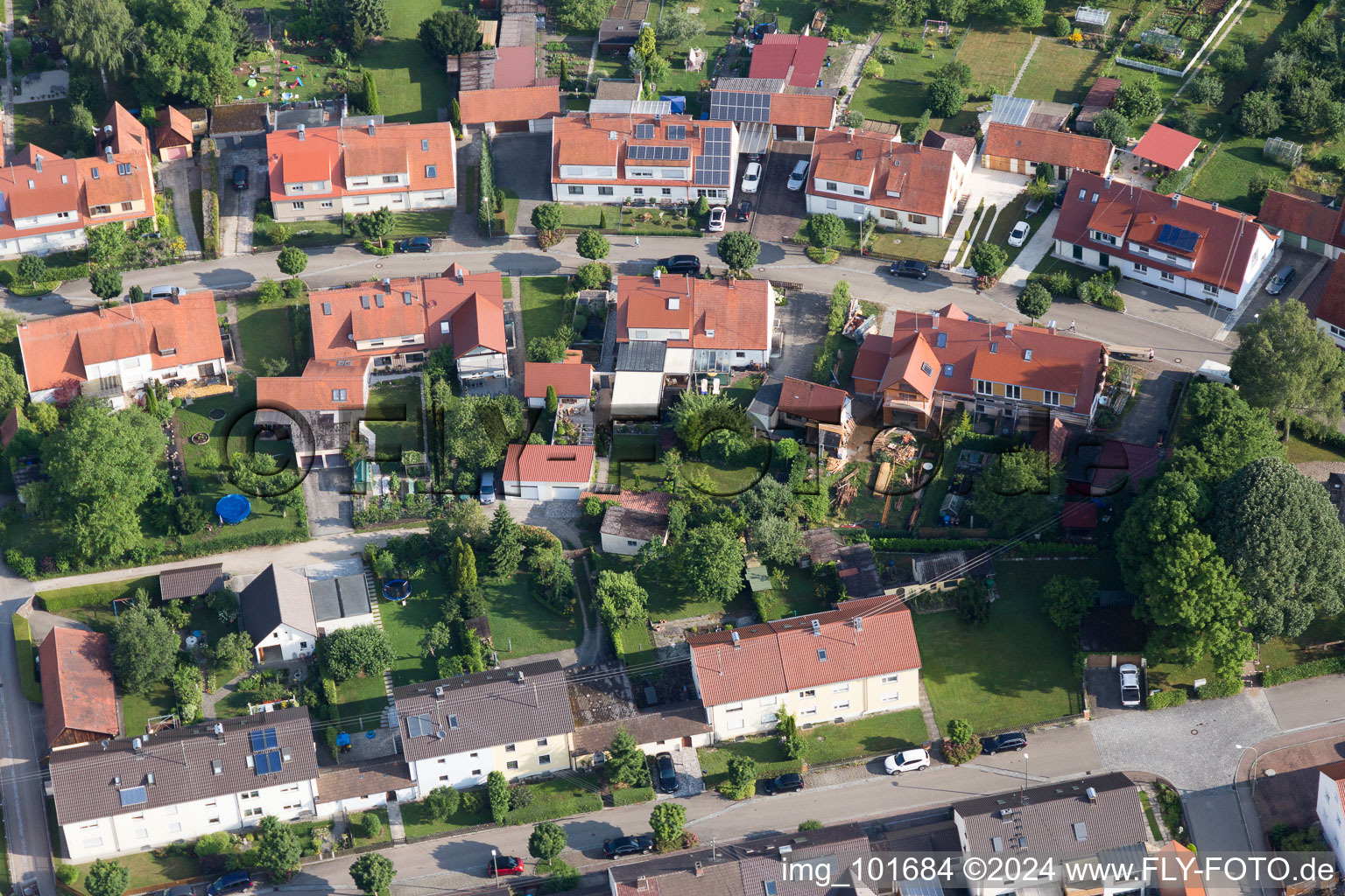 Vue aérienne de Quartier Riedlingen in Donauwörth dans le département Bavière, Allemagne