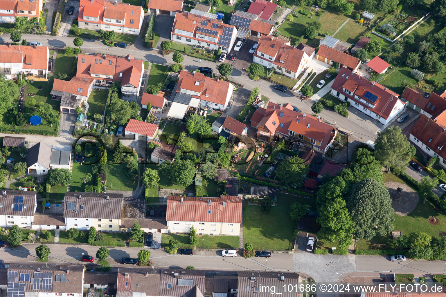 Vue oblique de Quartier Riedlingen in Donauwörth dans le département Bavière, Allemagne