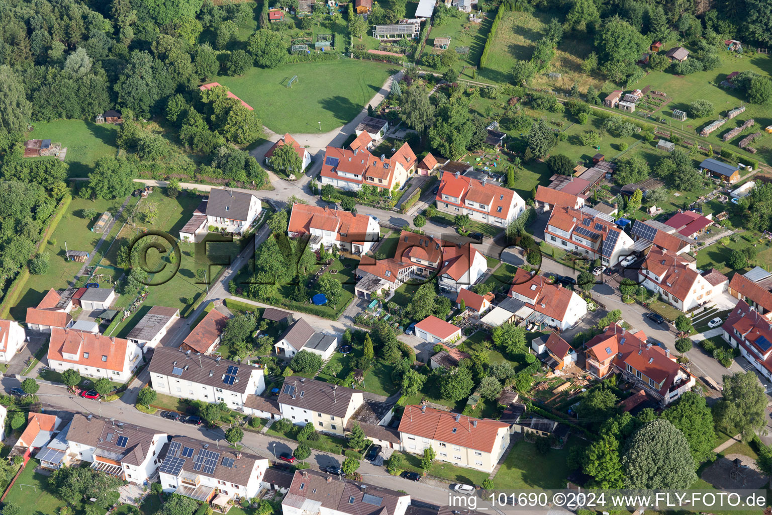 Quartier Riedlingen in Donauwörth dans le département Bavière, Allemagne vue d'en haut