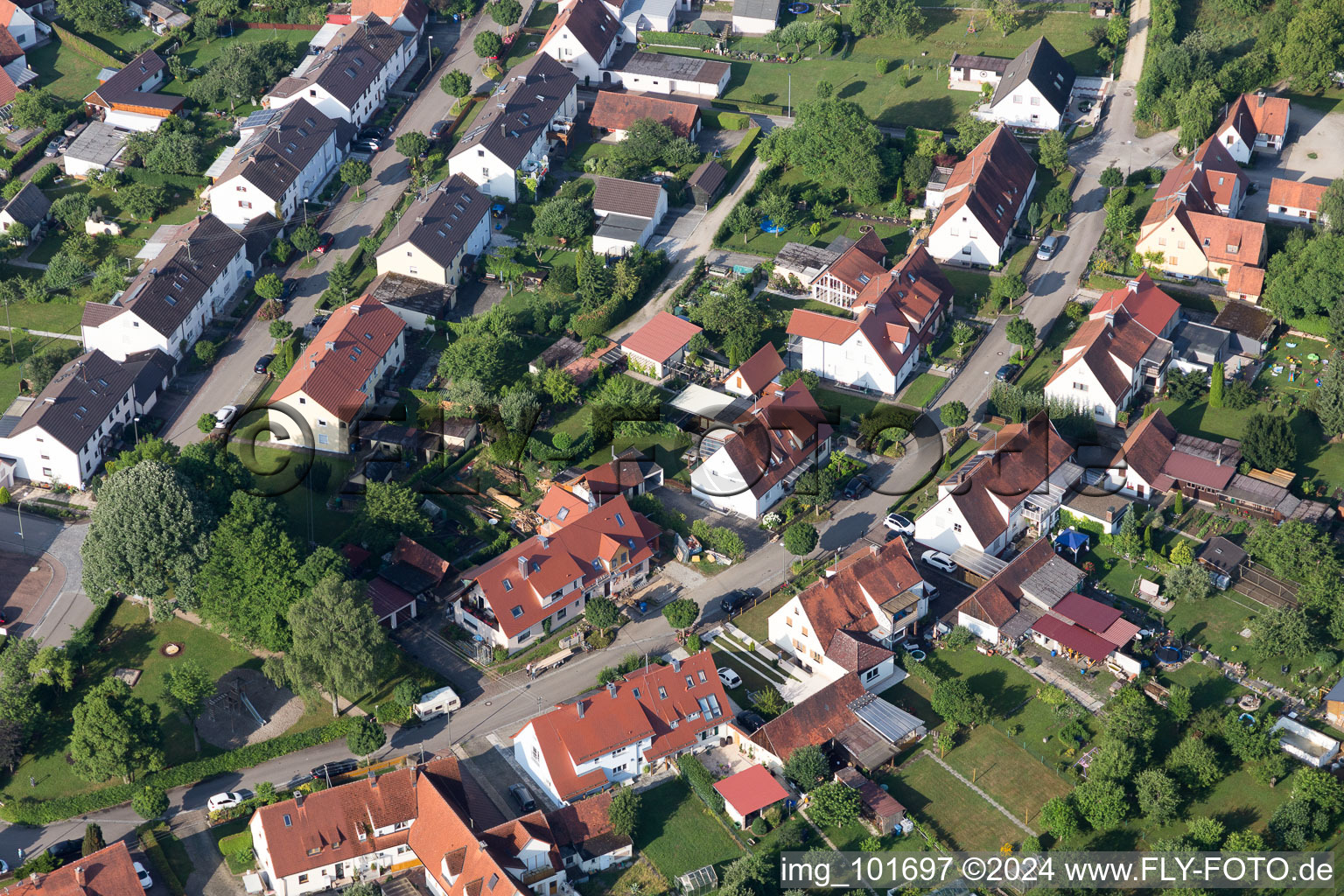 Vue aérienne de Règlement de Ramberg à le quartier Riedlingen in Donauwörth dans le département Bavière, Allemagne