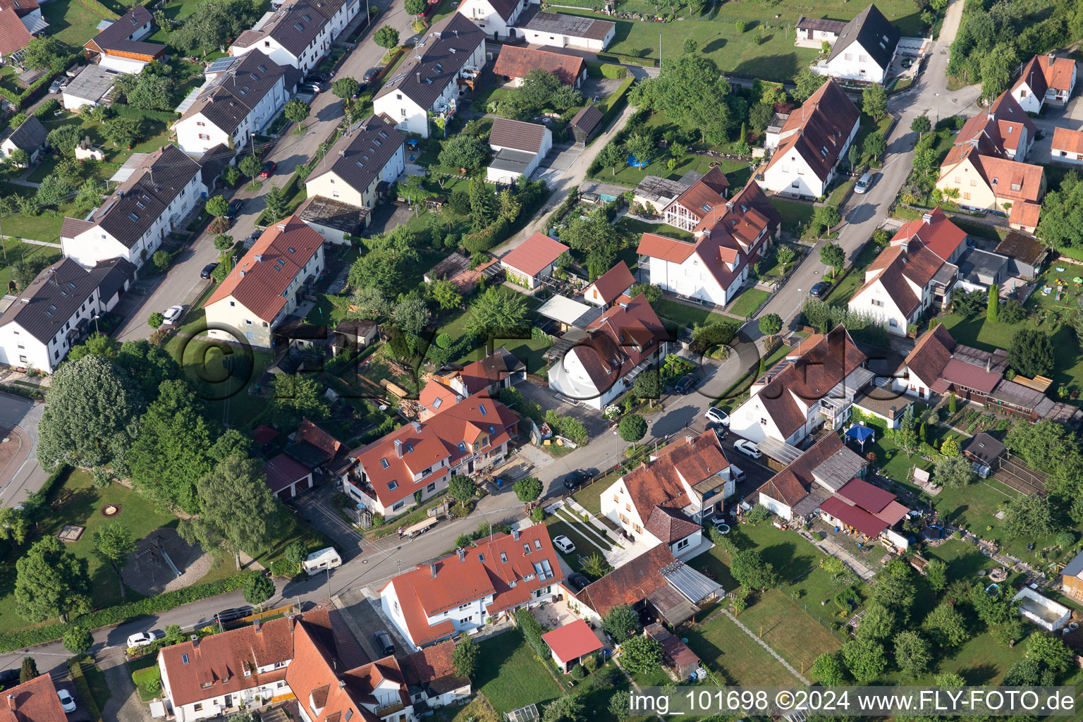 Vue aérienne de Règlement de Ramberg à le quartier Riedlingen in Donauwörth dans le département Bavière, Allemagne