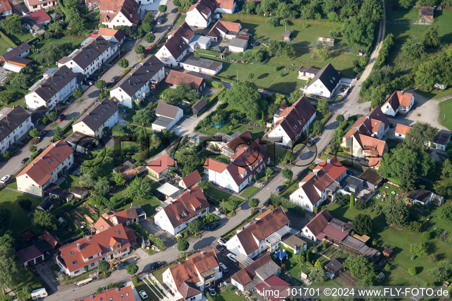 Vue oblique de Règlement de Ramberg à le quartier Riedlingen in Donauwörth dans le département Bavière, Allemagne