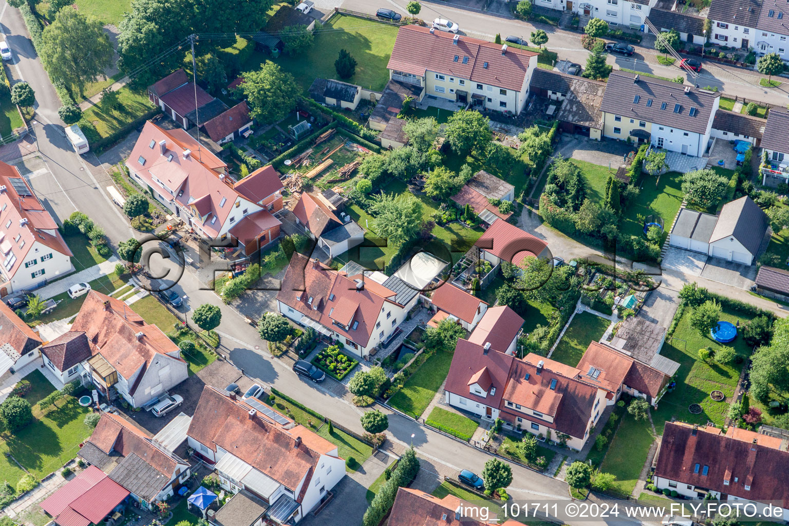 Vue oblique de Règlement de Ramberg à le quartier Riedlingen in Donauwörth dans le département Bavière, Allemagne