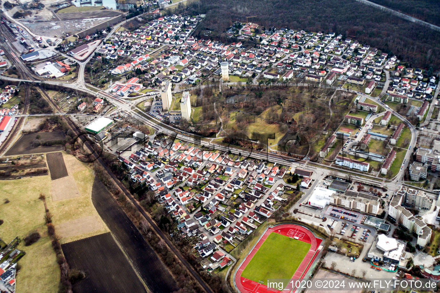 Photographie aérienne de Dorschberg à Wörth am Rhein dans le département Rhénanie-Palatinat, Allemagne