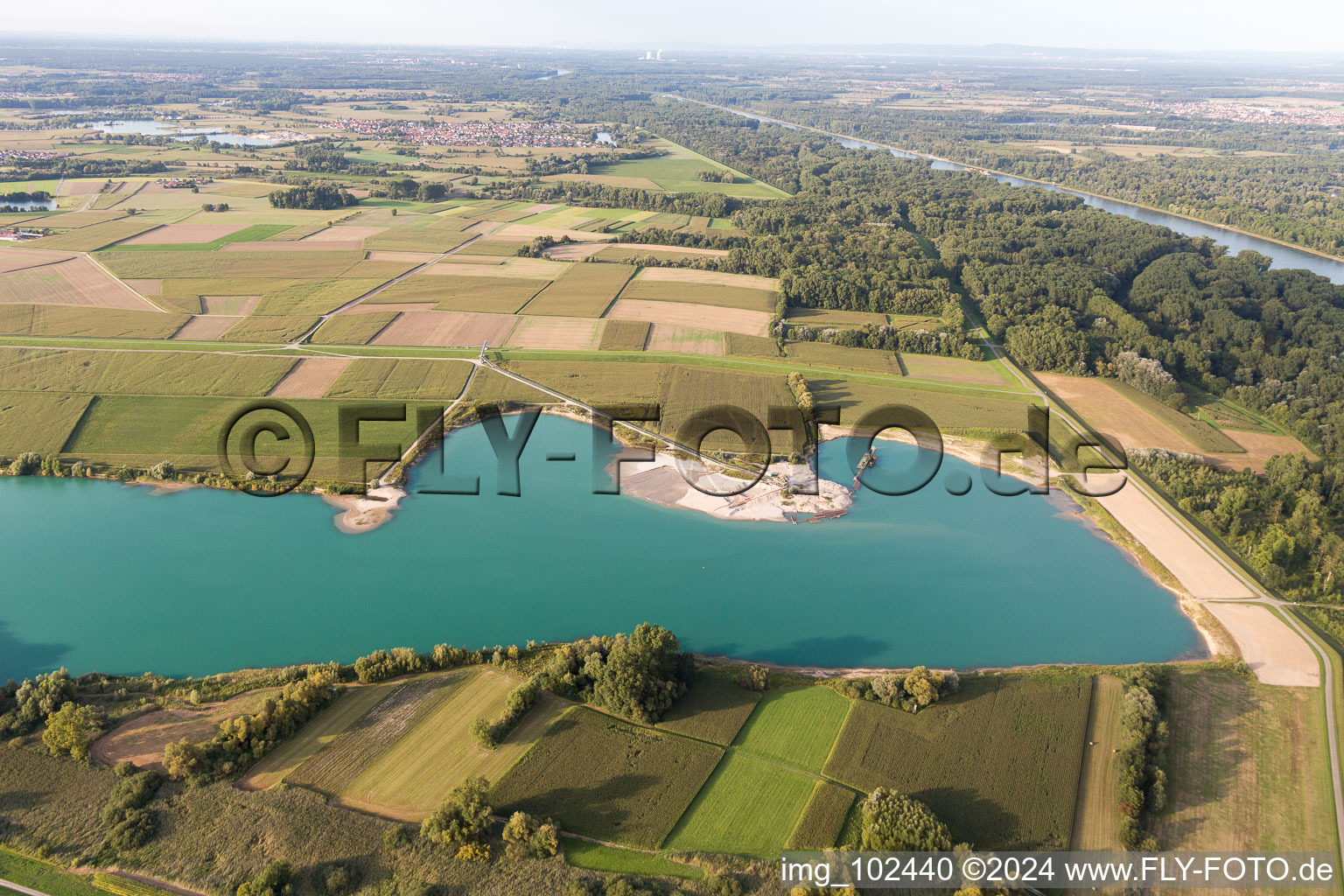 Photographie aérienne de Neupotz dans le département Rhénanie-Palatinat, Allemagne