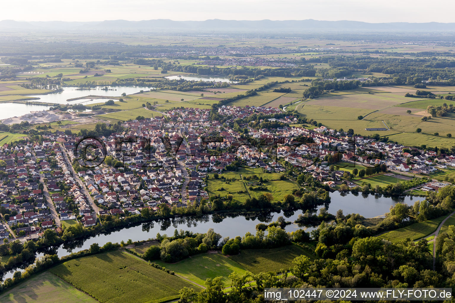 Leimersheim dans le département Rhénanie-Palatinat, Allemagne vue d'en haut