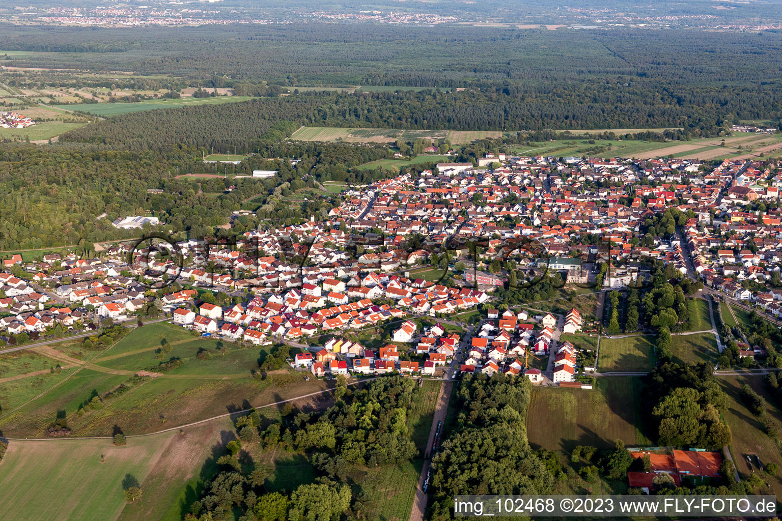 Vue aérienne de Kirrlach dans le département Bade-Wurtemberg, Allemagne