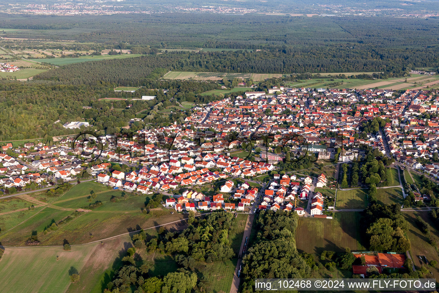 Vue aérienne de De l'ouest à le quartier Wiesental in Waghäusel dans le département Bade-Wurtemberg, Allemagne