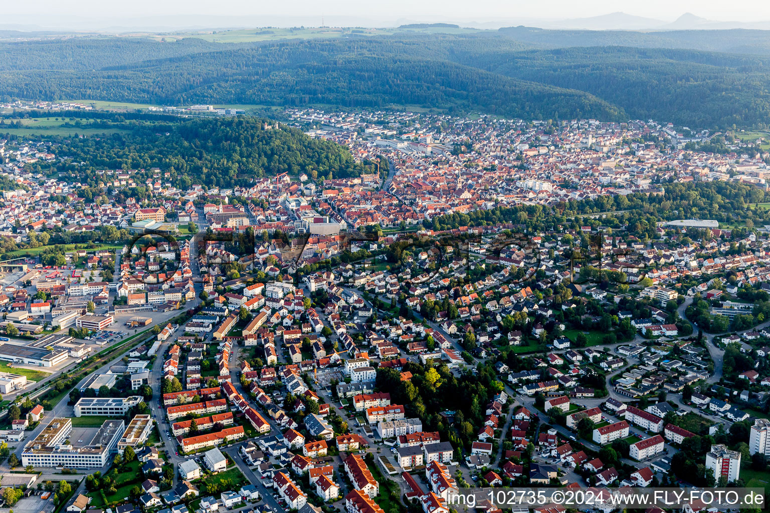 Vue oblique de Tuttlingen dans le département Bade-Wurtemberg, Allemagne