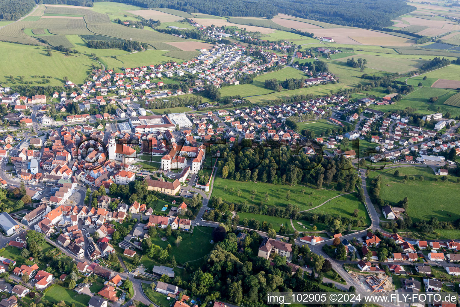 Vue d'oiseau de Meßkirch dans le département Bade-Wurtemberg, Allemagne