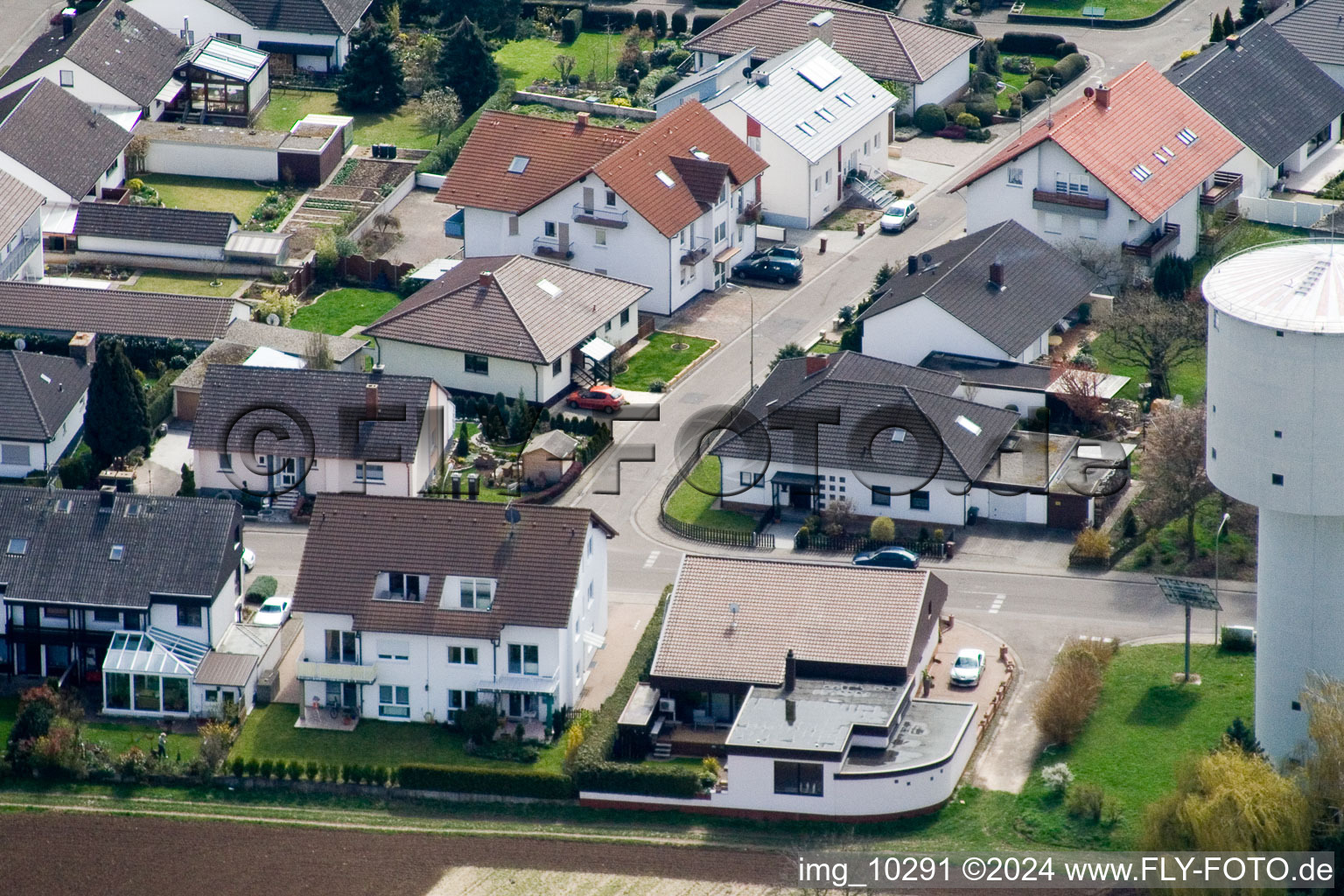 Vue oblique de Au château d'eau à Kandel dans le département Rhénanie-Palatinat, Allemagne